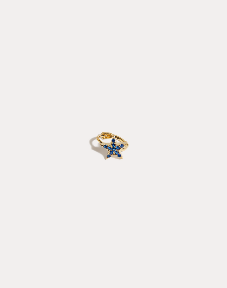 Celeste Sapphire Gold Huggie Earring